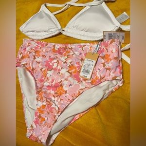 Kona Sol White and Pink Floral Bikini